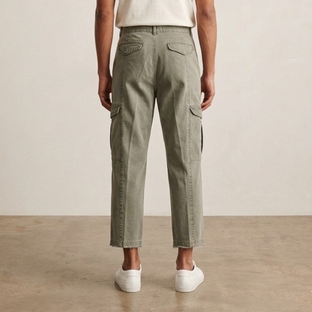 Vintage 90s Hemmed Rapport Corps Cropped Pleated Cargo Pants Men 34